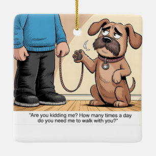 Mürrischer brauner Hund Lustiger Cartoon beim Spaz Keramikornament