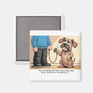 Mürrischer brauner Hund Lustiger Cartoon beim Spaz Magnet