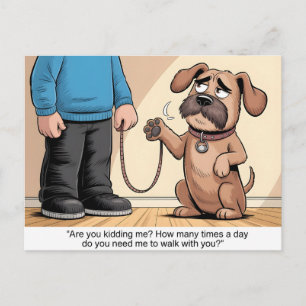 Mürrischer brauner Hund Lustiger Cartoon beim Spaz Postkarte