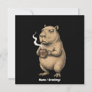 Mürrischer Capybara-Kaffee-Vintage-Tinte-Skizze Einladung