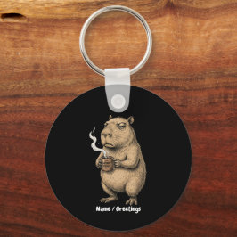 Mürrischer Capybara-Kaffee-Vintage-Tinte-Skizze  Schlüsselanhänger