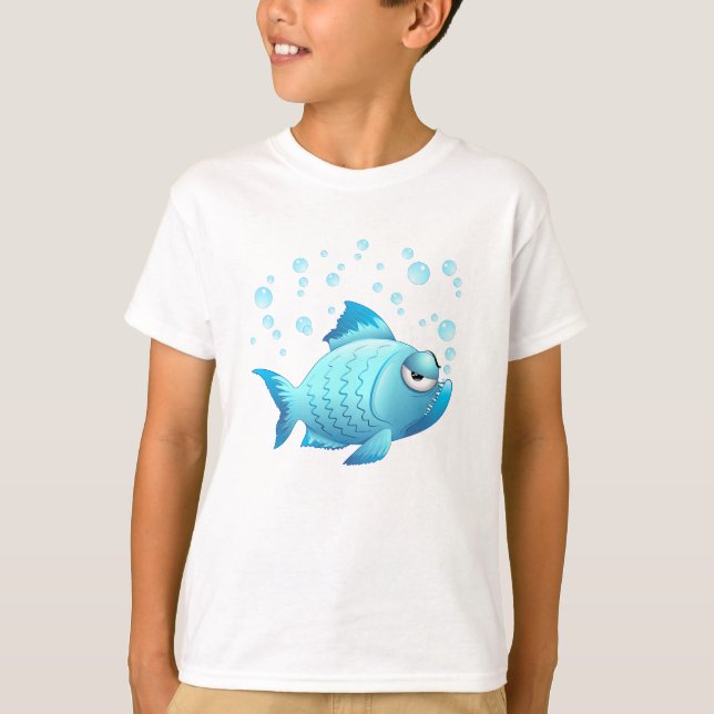 Mürrischer Fisch-Cartoon T-Shirt (Vorderseite)