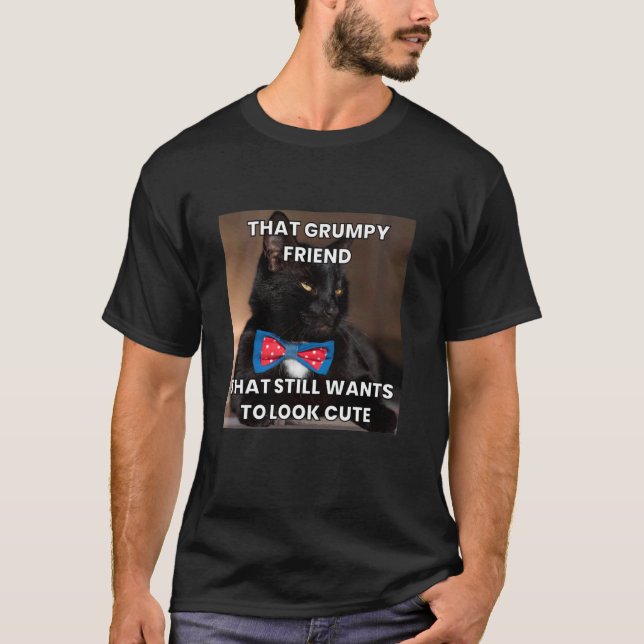 Mürrischer Freund Katzenwitz T-Shirt (Vorderseite)