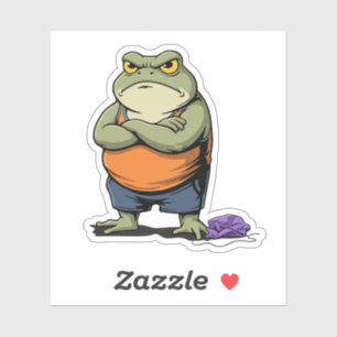 Mürrischer Frosch Lustige Zeichentrick-Frosch Aufkleber