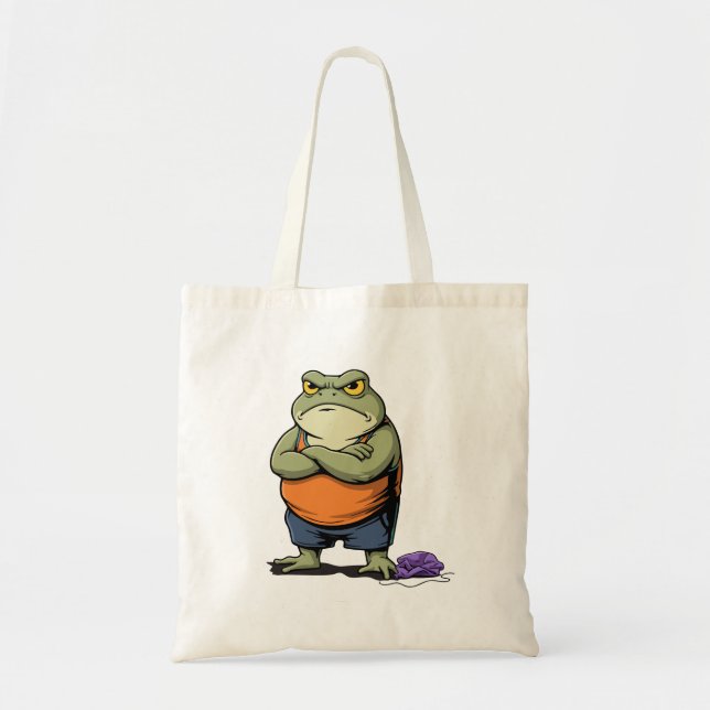 Mürrischer Frosch Lustiger Cartoon-Frosch Tragetasche (Vorne)