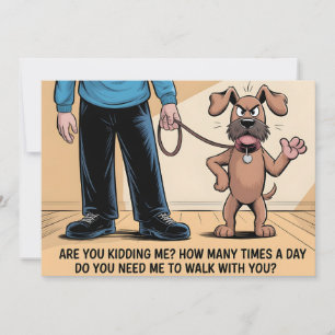 Mürrischer Hund Lustiger Walking-Cartoon Feiertagskarte
