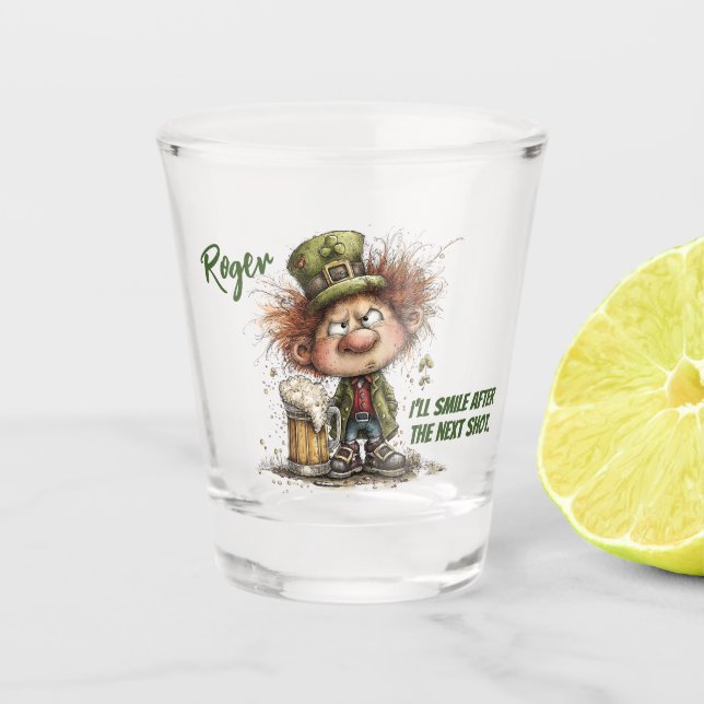 Mürrischer Leprechaun-Shotglas  Schnapsglas (Vorderseite)