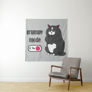 Mürrischer Modus ein lustige dicke Katze Wandteppich