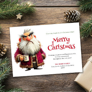 Mürrischer Weihnachtsmann humorvolle editierbare W Feiertagskarte