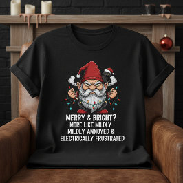 Mürrischer Weihnachtszwerg Verhedderte Lichter Sch T-Shirt
