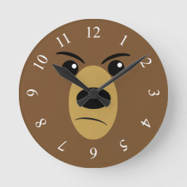 Mürrisches Bärn-Gesicht Runde Wanduhr