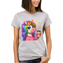 Mürrisches Einhorn braucht Kaffee Cartoon