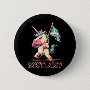 Mürrisches Einhorn mit schottischer Flagge für Sch Button