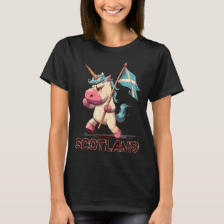 Mürrisches Einhorn mit schottischer Flagge für Sch T-Shirt