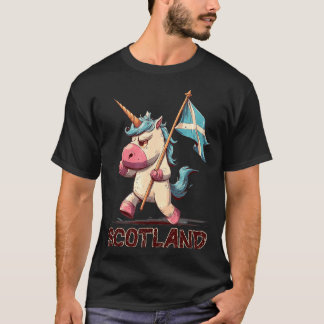 Mürrisches Einhorn mit schottischer Flagge für Sch T-Shirt