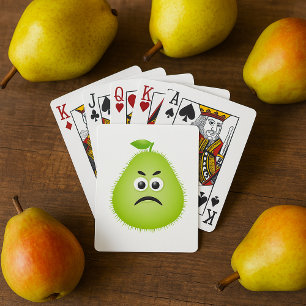 Mürrisches Fuzzy-Birnen-Gesicht Lustige Fruchtfigu Spielkarten