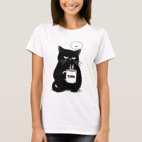 Mürrisches Schwarzes Katze Kaffee Liebhaber Lustig