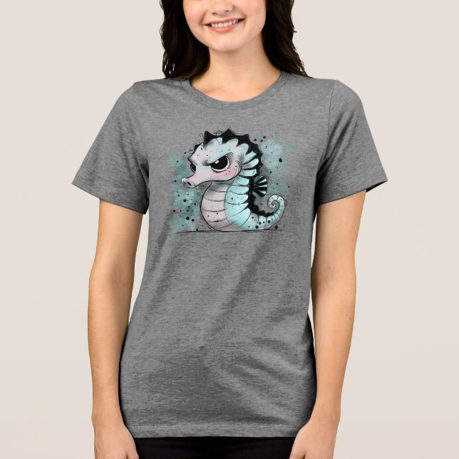 Mürrisches Seepferd Tri-Blend Shirt (Vorderseite)
