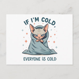 Mürrisches Sphynx-Katze-Kalt-Humor-Cartoon-Design Feiertagspostkarte