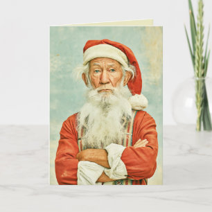 Mürrisches Vintage-Santa-Weihnachtsporträt Karte