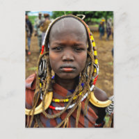 Mursi Girl Wearing Tusk Headdress