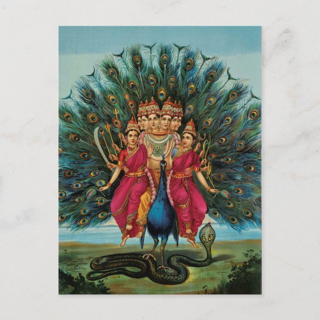 Murugan Kartikeyan Skanda Subrahmanyan Hindu Deity Postkarte (Vorderseite)