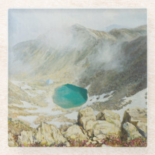 Musala-Gipfel, Ölmalerei, Bulgarien. Glasuntersetzer