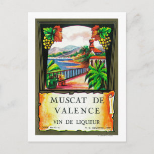 Muscat De Valence WeinetikettEuropa Postkarte