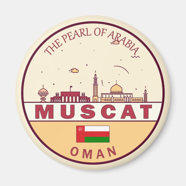 Muscat Oman City Skyline Emblem Magnet (Vorne)