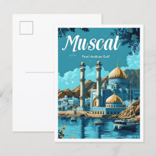 Muscat Oman künstlerische Reiseillustration Postkarte