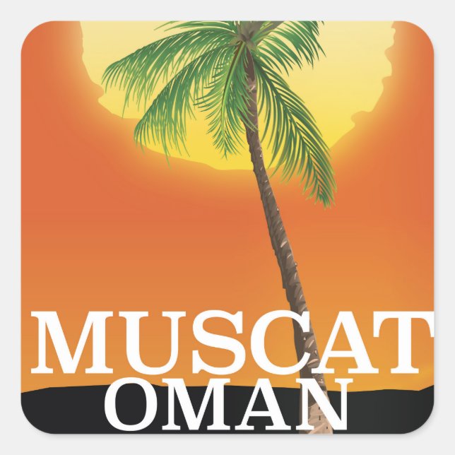 Muscat Oman Urlaubsposter Quadratischer Aufkleber (Vorderseite)