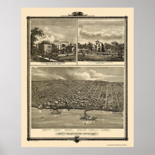 Muscatine City, IA Panoramakarte - 1875 Poster