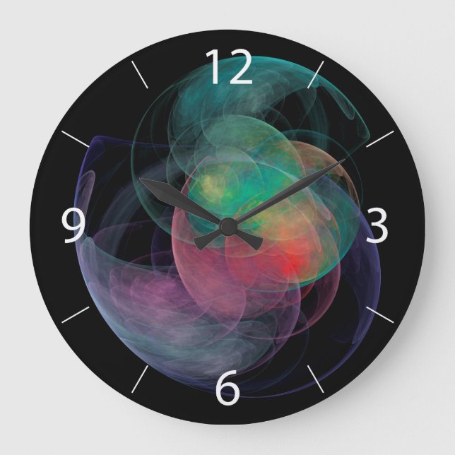 Muschel abstrakt Art Space Große Wanduhr (Vorderseite)
