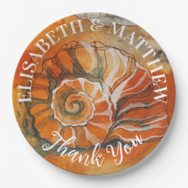 Muschel am Strand Wasserfarbe Zeichnend Wasserspor Pappteller