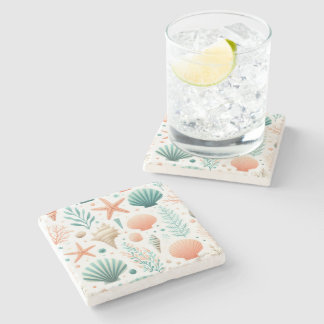 Muschel an Küsten Steinuntersetzer