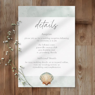 Muschel-Aquarell-Minimalist-Strandhochzeit Begleitkarte