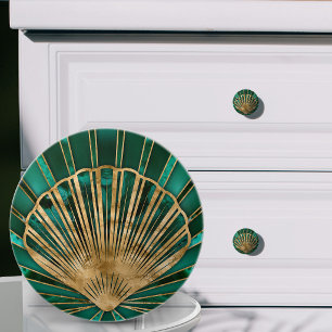 Muschel Art Deco -Malachit und Gold Keramikknauf