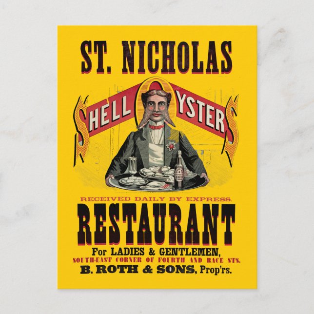 Muschel Austern Vintage Werbung Postkarte (Vorderseite)