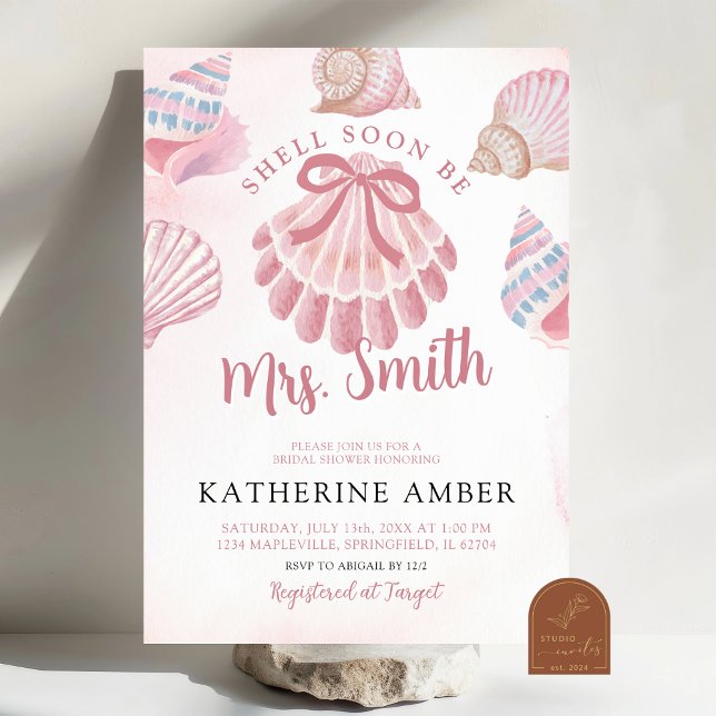 Muschel bald Mrs. Beach Sea Brautparty Einladung (Von Creator hochgeladen)
