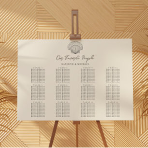 Muschel Beach Ocean Wedding 12 Table Seating Chart Poster