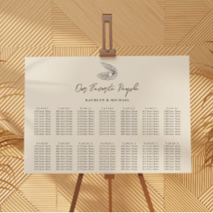 Muschel Beach Ocean Wedding 14 Table Seating Chart Poster