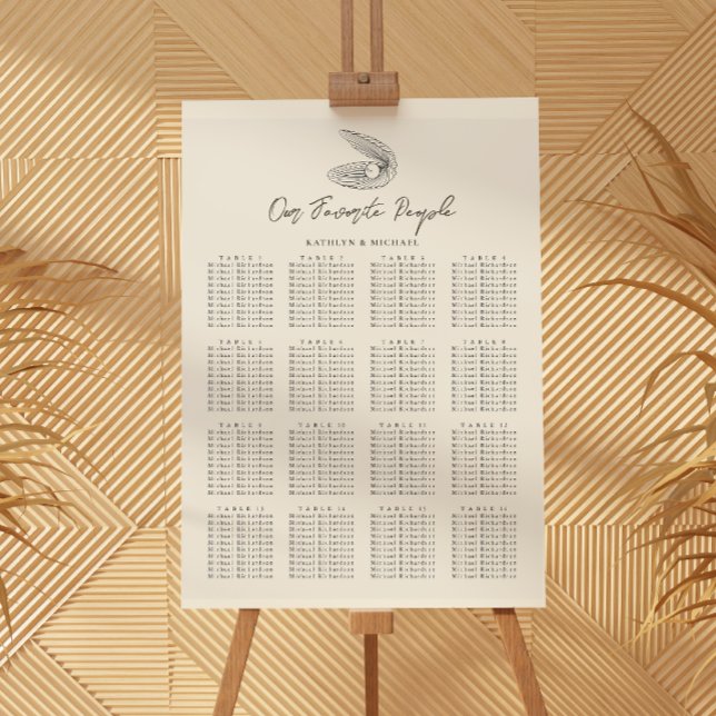 Muschel Beach Ocean Wedding 16 Table Seating Chart Poster (Von Creator hochgeladen)