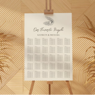 Muschel Beach Ocean Wedding 30 Table Seating Chart Poster