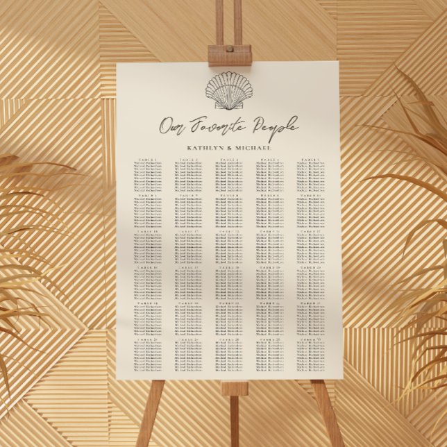 Muschel Beach Ocean Wedding 30 Table Seating Chart Poster (Von Creator hochgeladen)