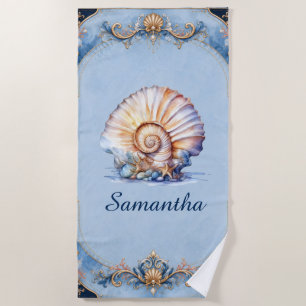 Muschel-Braut-Stamm-Geschenke Meeresschnecke blau Strandtuch