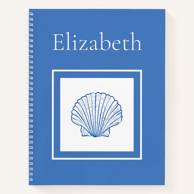 Muschel "Coastal Blue and White Scallop" Notizbuch (Vorderseite)