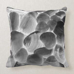 Muschel der Austern in Grautönen Kissen