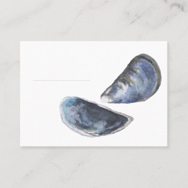Muschel der Wasserfarbe Platzkarte (Vorderseite)