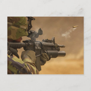 Muschel, die aus einem Gewehr der M-4 geflochten i Postkarte