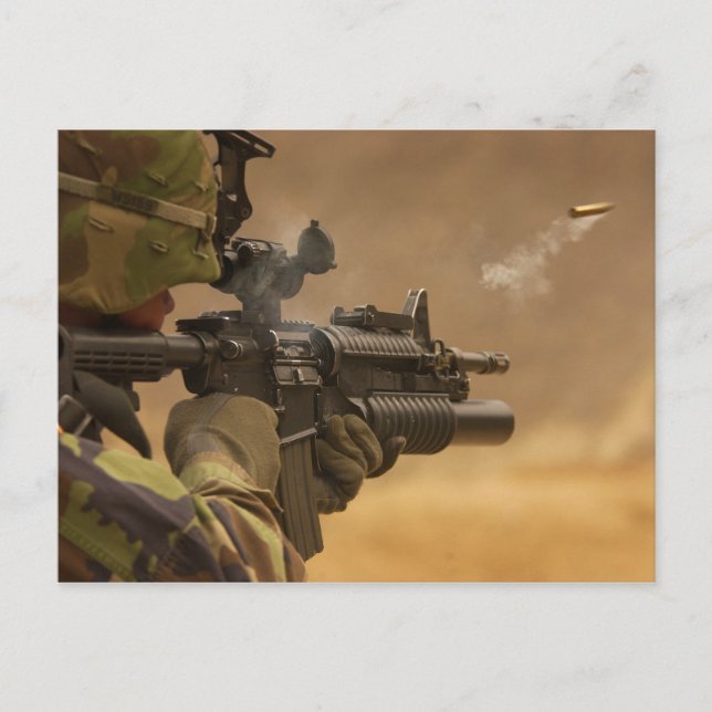 Muschel, die aus einem Gewehr der M-4 geflochten i Postkarte (Vorderseite)